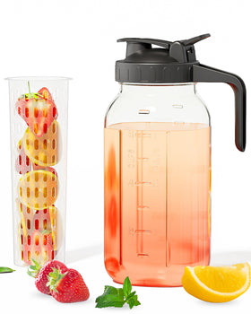 VA1KENE 64oz glass mason jar pitcher with airtight lid for fresh beverages