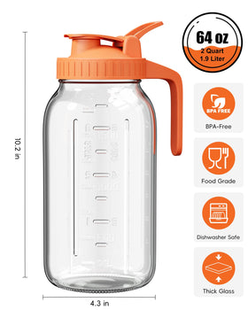 VA1KENE 64oz pitcher with spout for precise, spill-free pouring