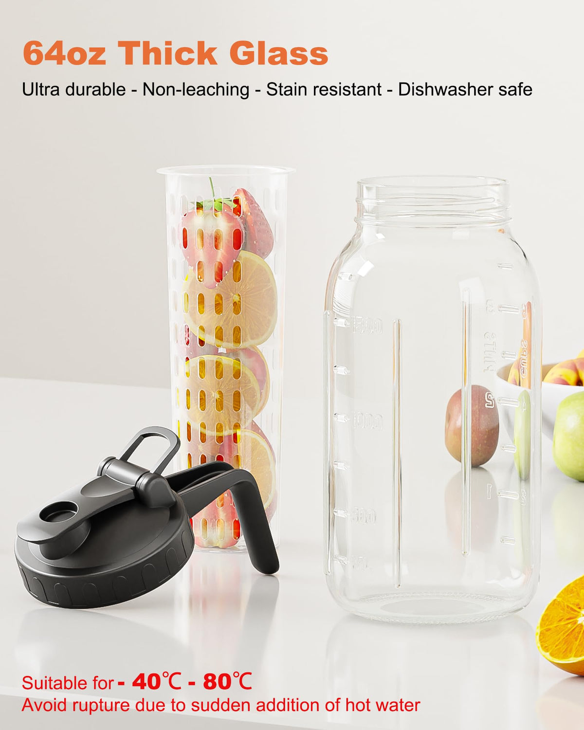 VA1KENE 64oz pitcher durable glass for daily use