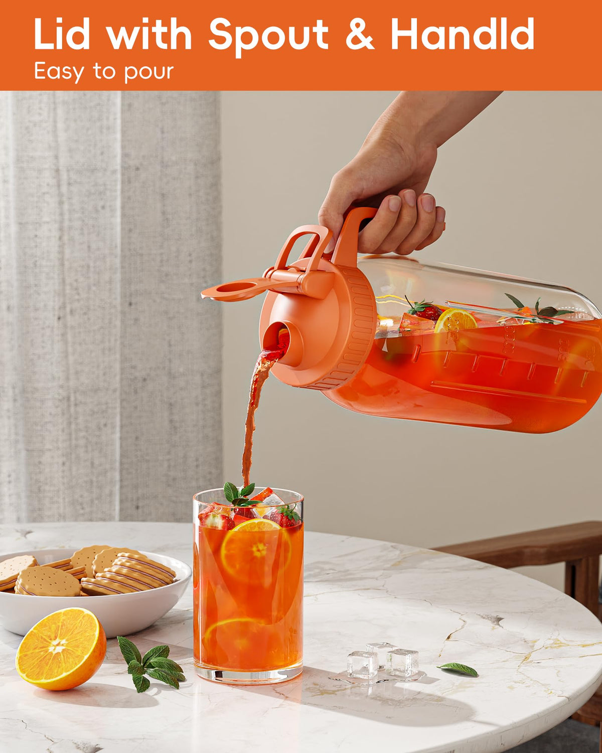 VA1KENE refrigerator-safe pitcher for easy cold beverage storage