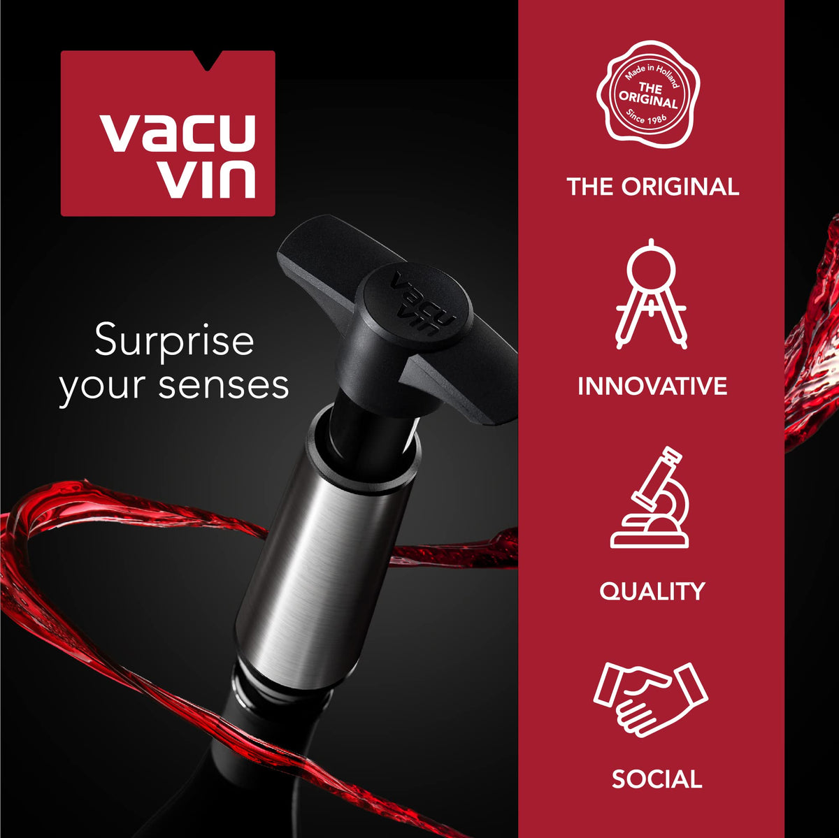 Vacu Vin Concerto made in the Netherlands reflects heritage and quality.