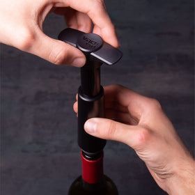 Vacu Vin gray set works with the pump for freshness.