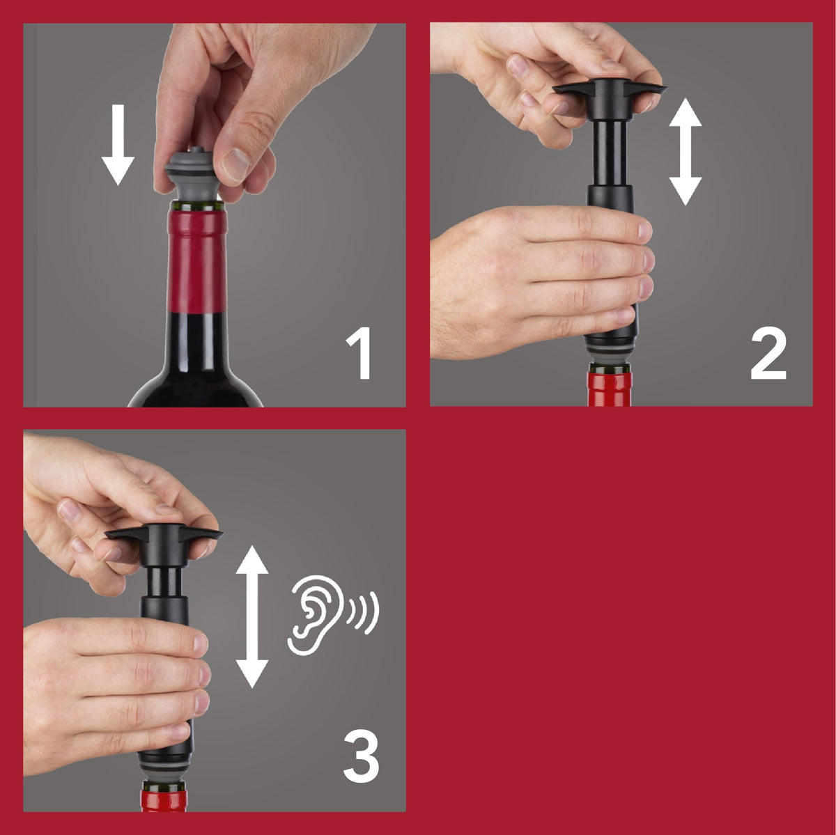 Vacu Vin gray stopper is made from durable food-grade rubber.