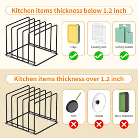 VAEKUCEAN baking sheets holder side view shows compact design.