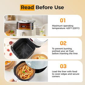 Vailnd heat-resistant liners withstand up to 428°F for versatile roasting.
