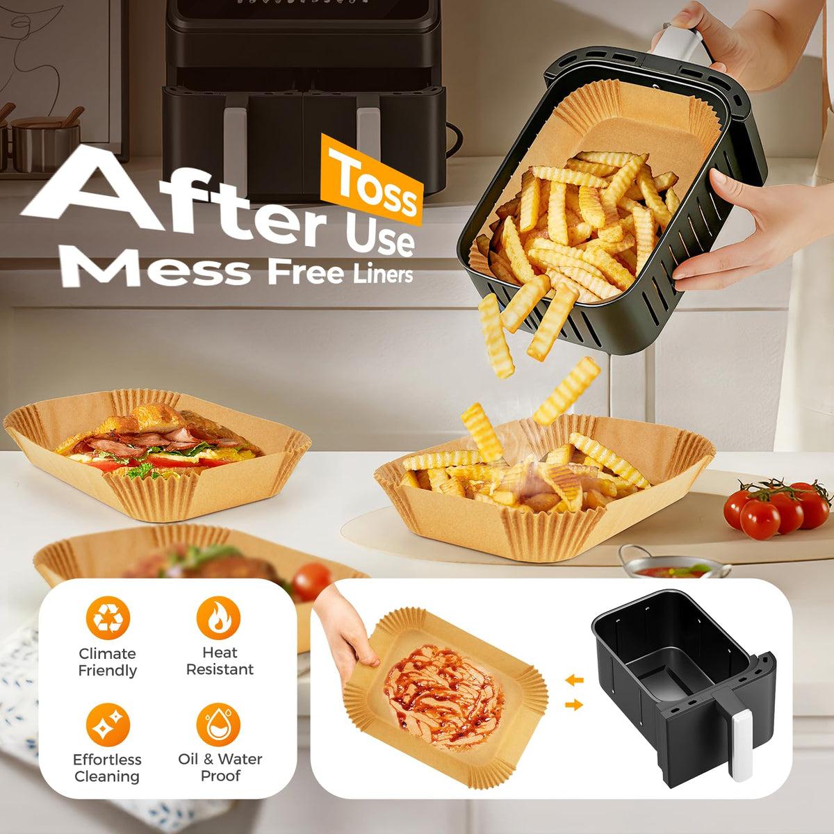 Vailnd unbleached parchment with silicone coating preserves taste and airflow.