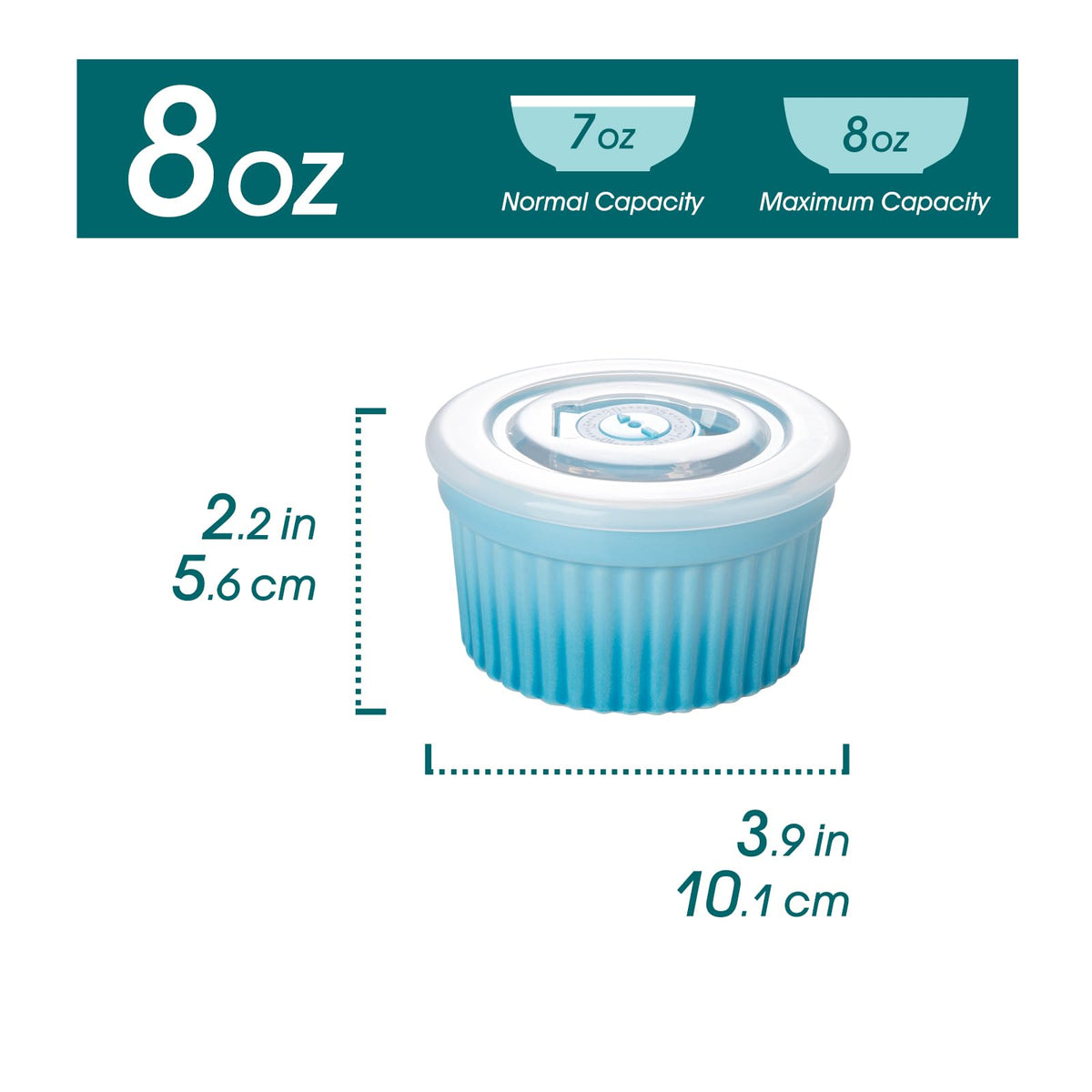 Vancasso crème brûlée dishes with lid in blue for baking.