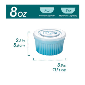 Vancasso crème brûlée dishes with lid in blue for baking.