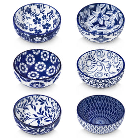 Vancasso Selene blue flower hand-painted dipping bowls, ideal for sauces and condiments.