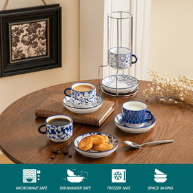 Vancasso Selene metal stand enabling neat vertical stacking and compact storage.