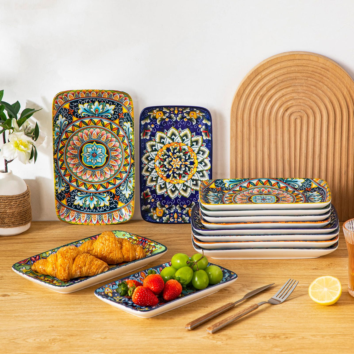 Vancasso Simi stackable porcelain plates save cabinet space.