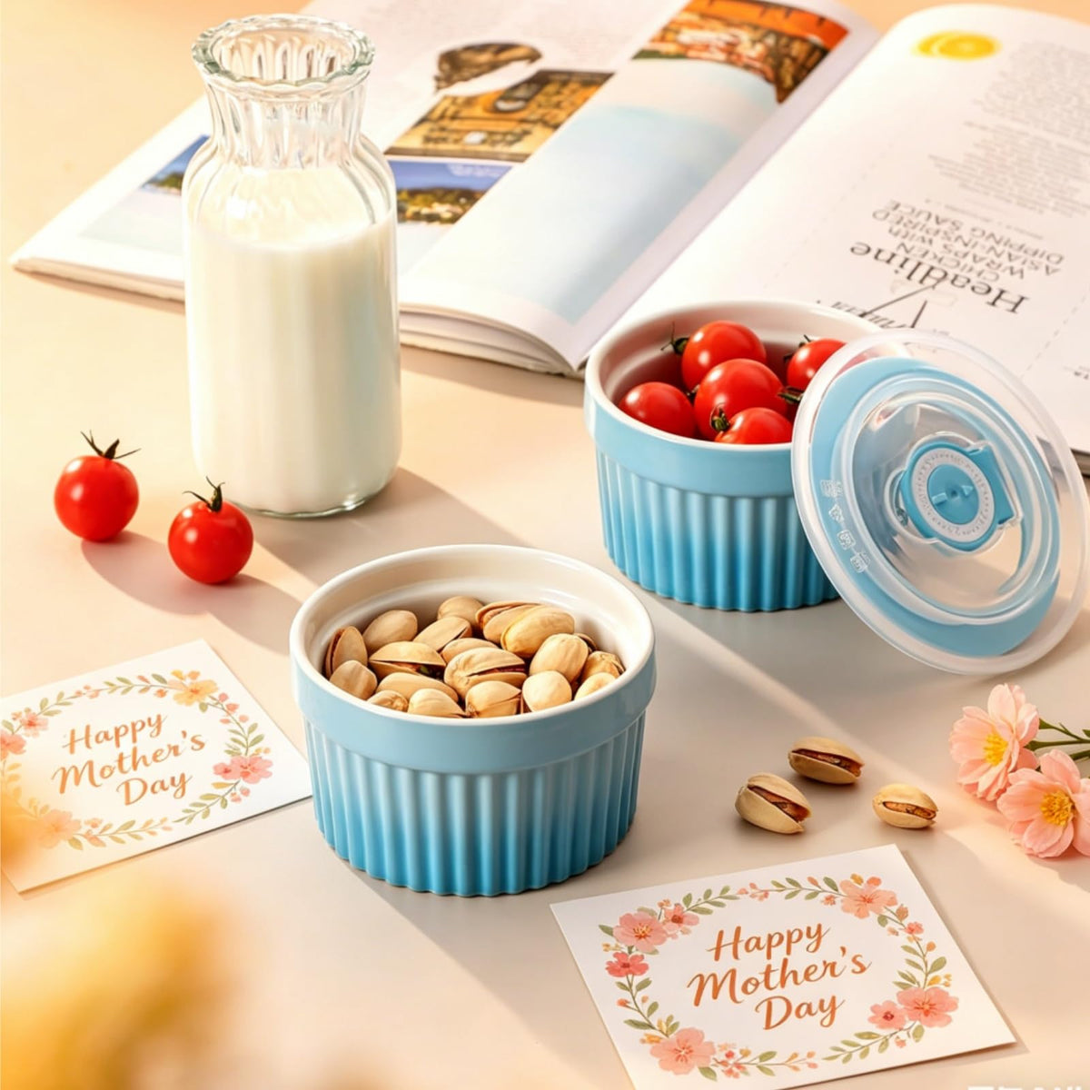 Vancasso soufflé dishes in porcelain for single servings.