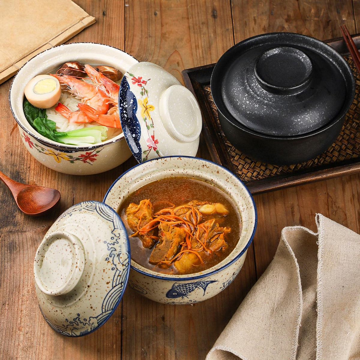 VanEnjoy dishwasher-safe ceramic ramen bowl for easy cleanup