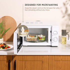 Vase and Vessel stackable design saving fridge and pantry space.