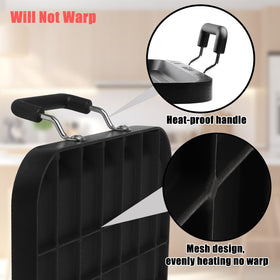Vayepro griddle pan with glass lid to reduce splatters and maintain heat.