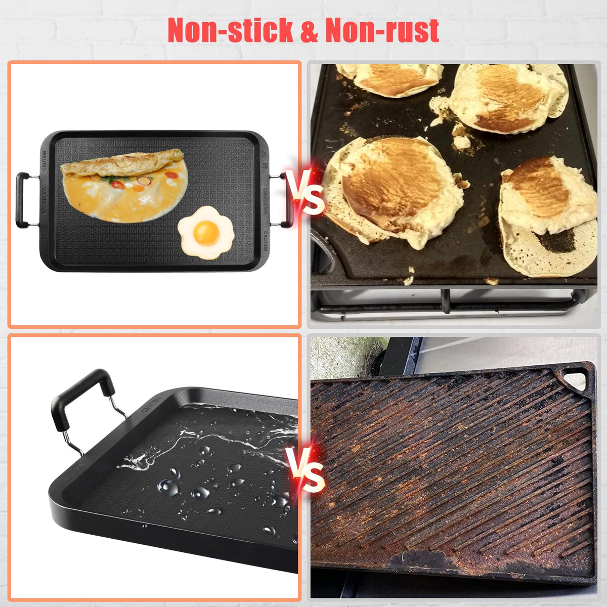 Vayepro griddle on a gas stove demonstrates even heat distribution