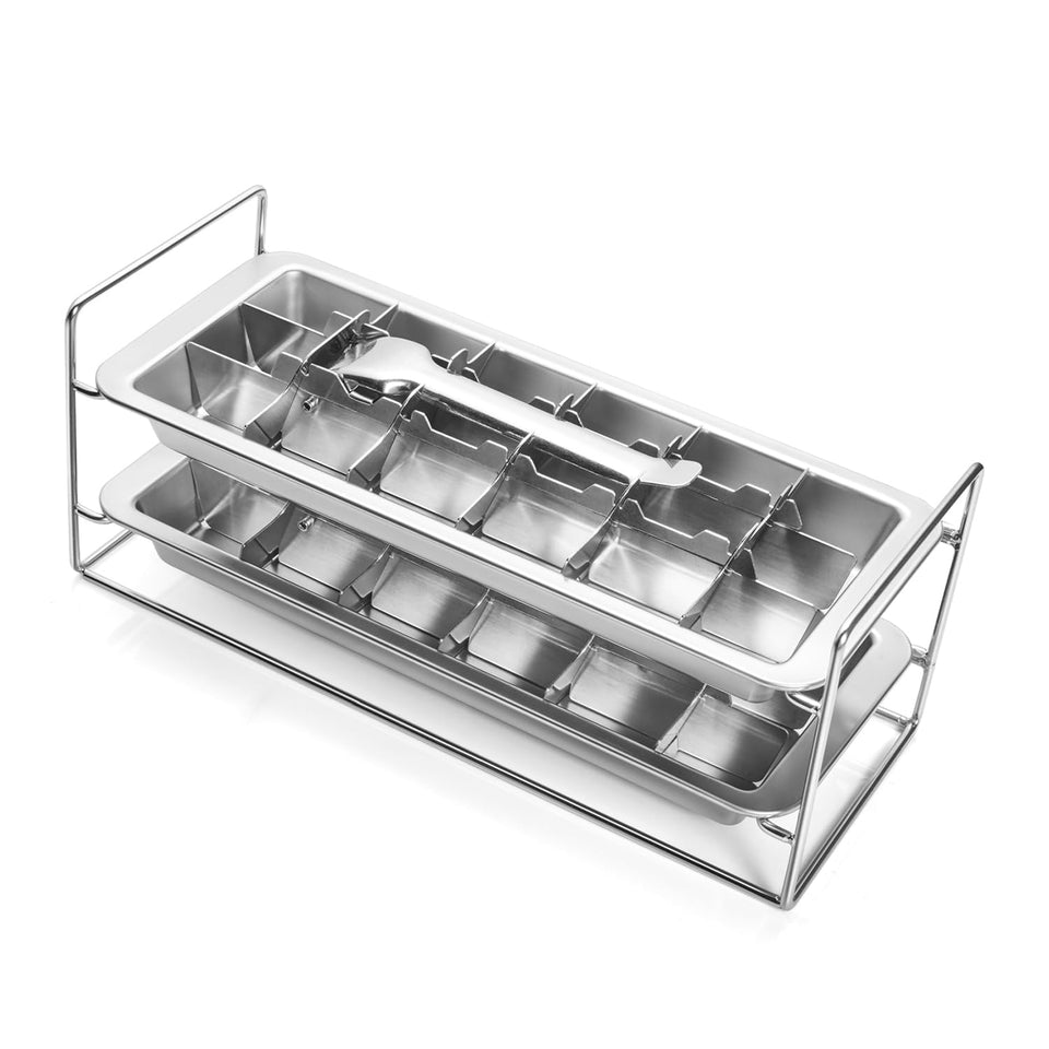 VBQFDPH metal ice cube tray with 18-slot lever release for effortless ice removal