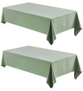 Veblandy 2-pack rectangle tablecloth sage green on dining table for elegant protection.