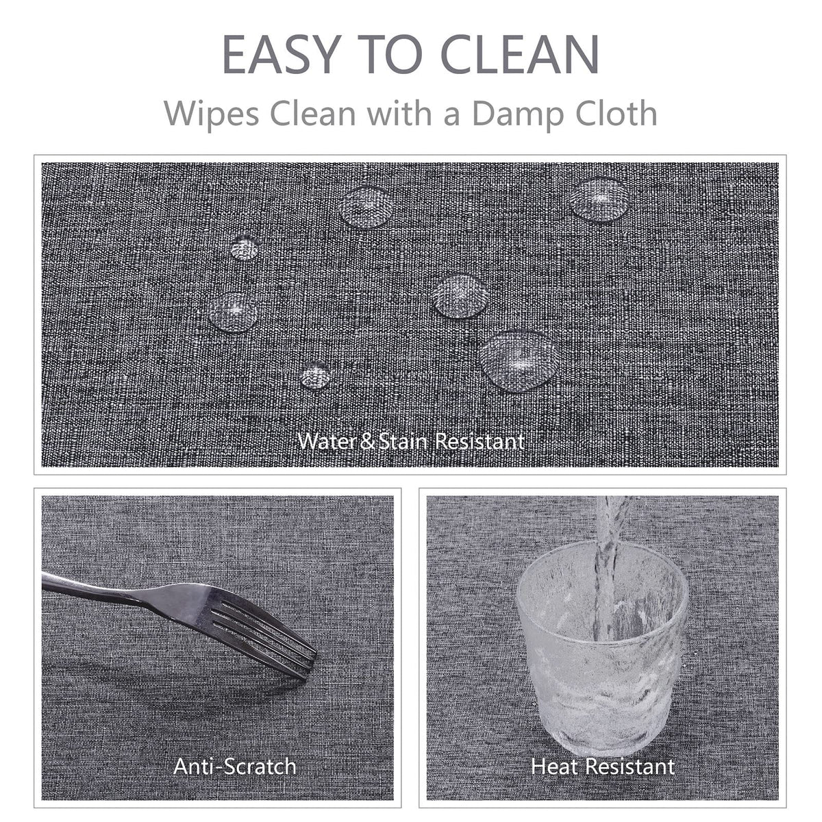 Veblandy easy-care tablecloth can be wiped clean or machine washed