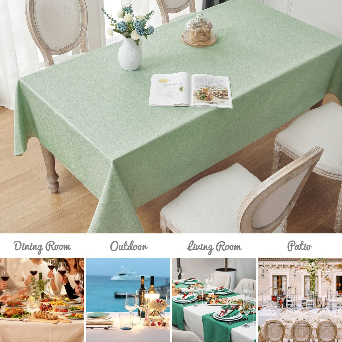Veblandy machine-washable tablecloth simplifies post-event cleanup.