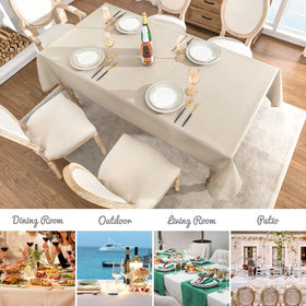 Veblandy tablecloth easy-care beige fabric launders well.