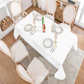 Veblandy white tablecloth enhances decor with linen texture and subtle elegance.