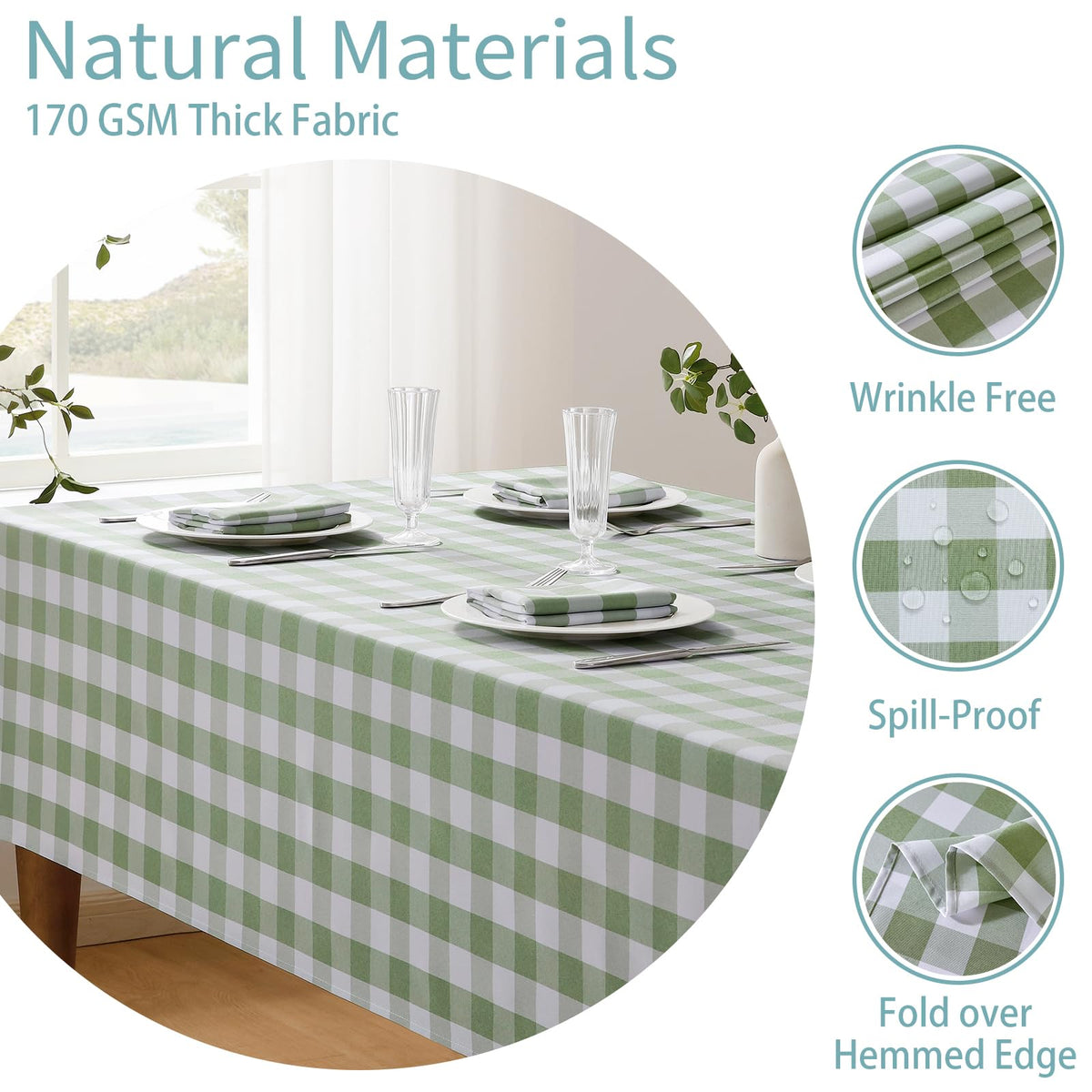 Veblandy buffalo plaid table cover ideal for dining rooms