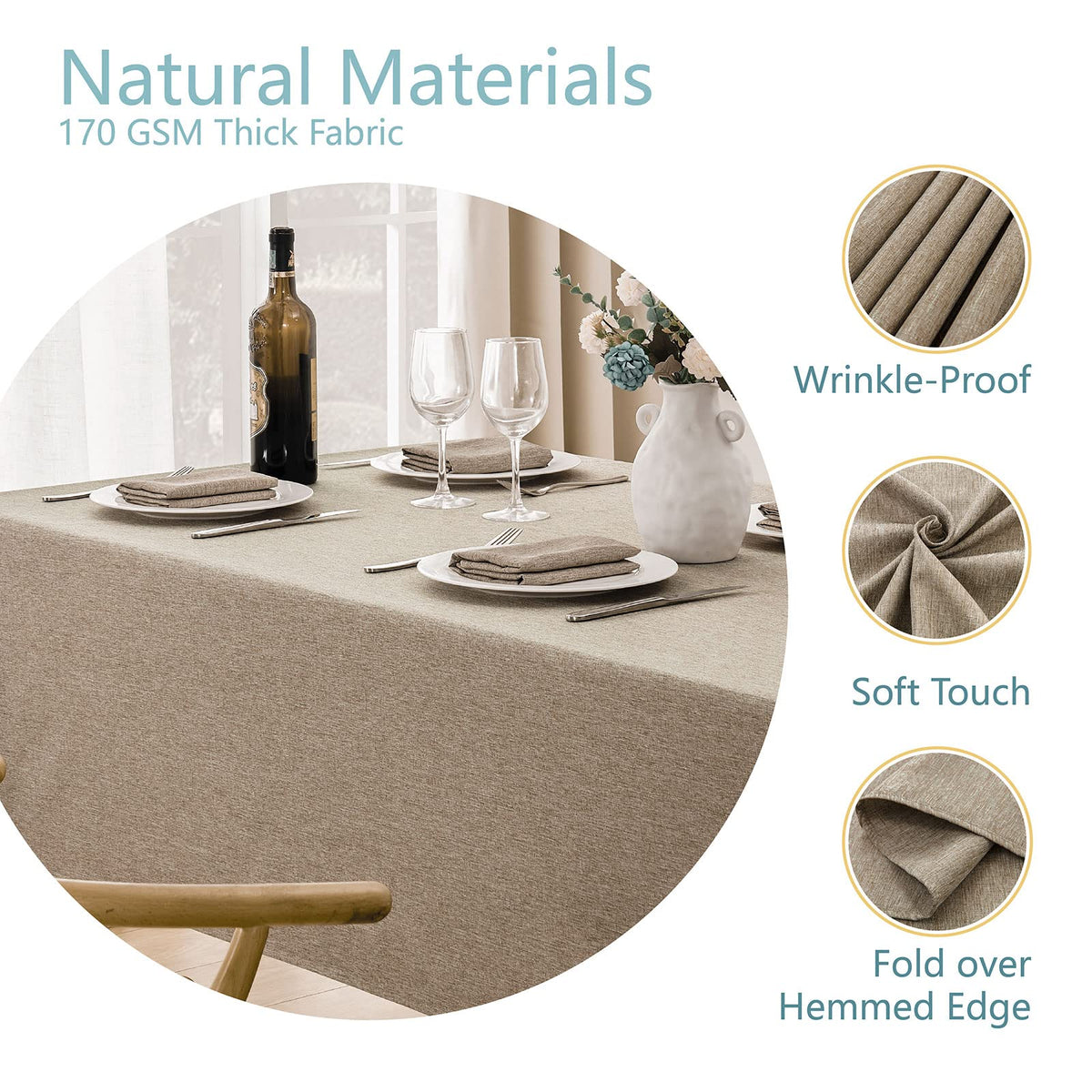 Veblandy wrinkle-free finish keeps your table neat and tidy.