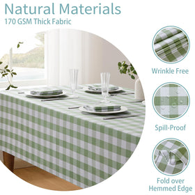 Veblandy wrinkle-free gingham fabric keeps tables neat for everyday meals and gatherings.