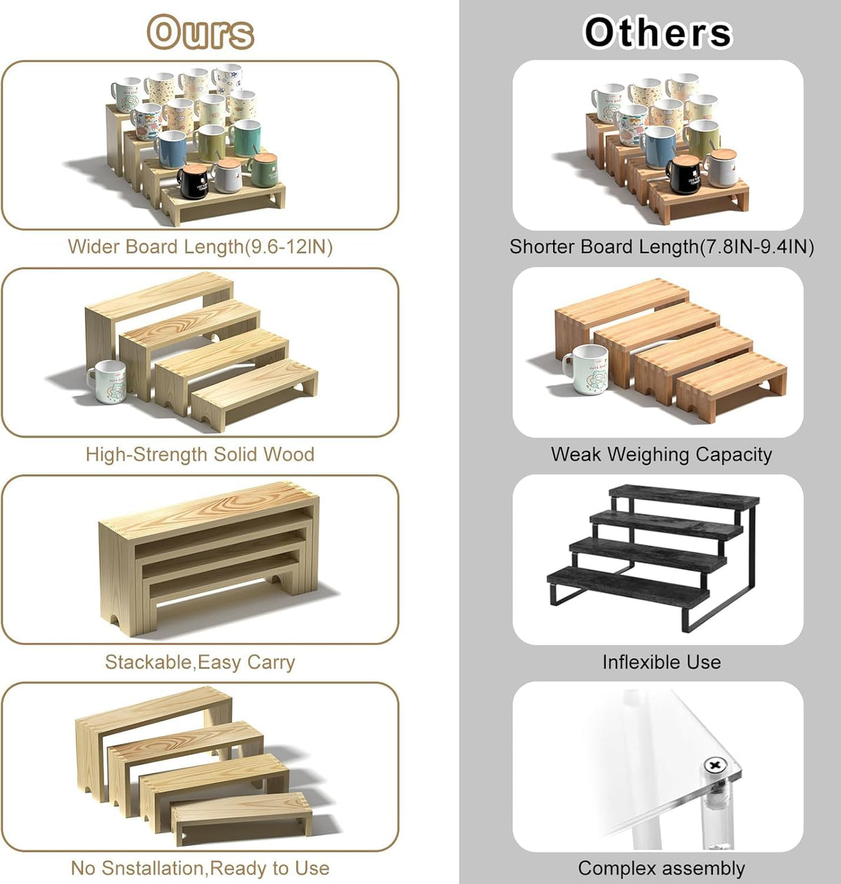 Vecxoty nestable display stands save space between events