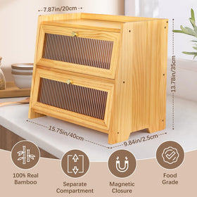 VEDALIO corner bread box with magnetic seal door preserves moisture