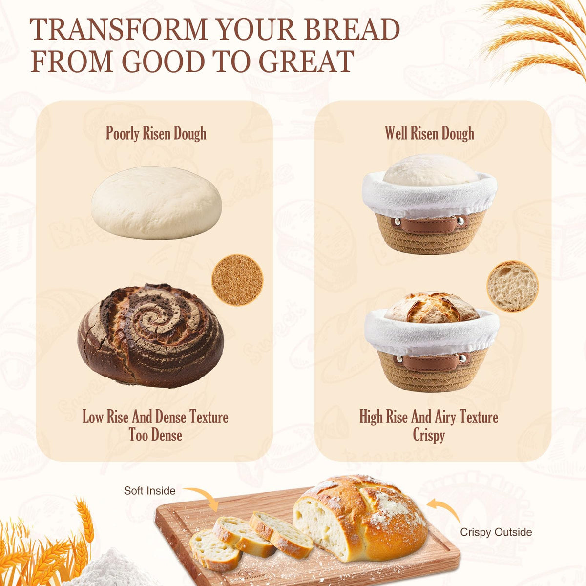 VEDALIO linen liner for proofing baskets creates non-stick surface