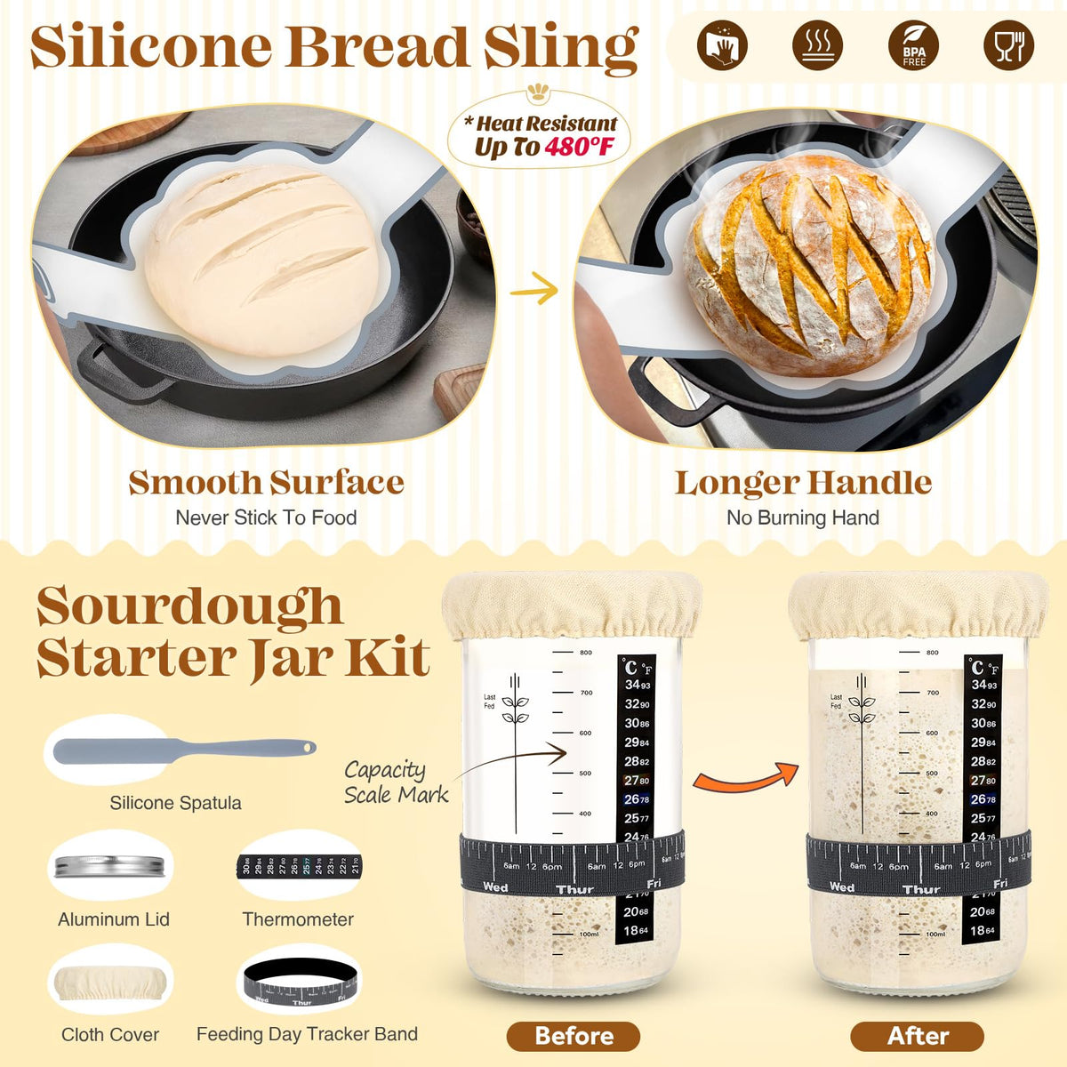 VEDALIO silicone spatula for gentle dough folding and scraping