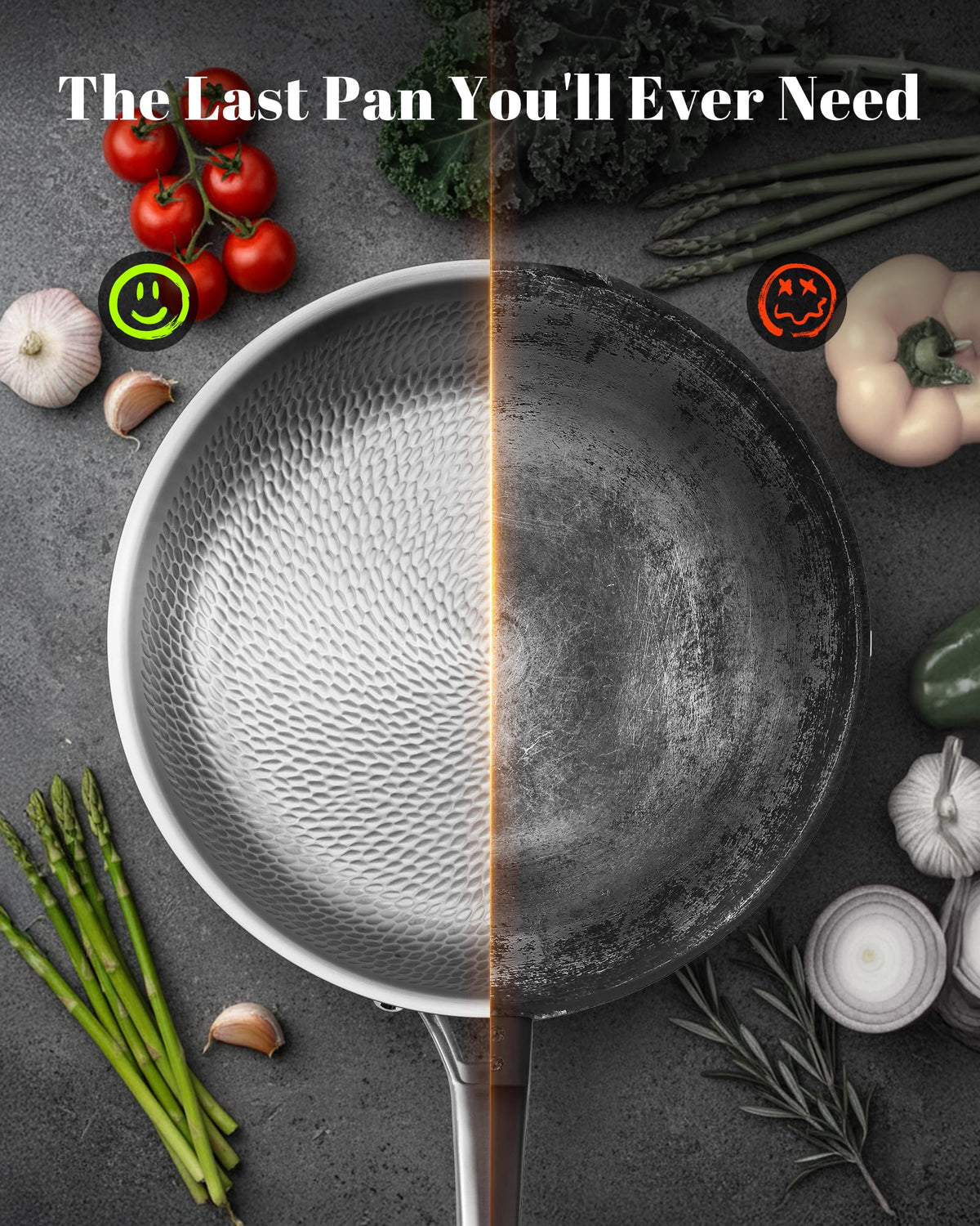 VEDNHOL Titanium Pan ergonomic handle stays cool during cooking