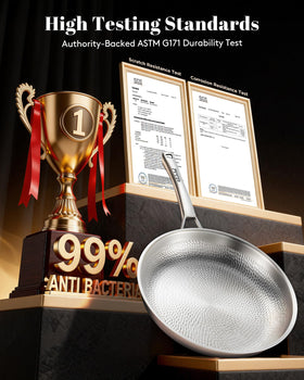 VEDNHOL hammered-surface pan durable and fingerprint-resistant for easy cleaning.