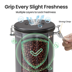 Veken canister airtight seal locks in aroma and freshness.