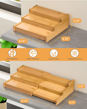 VenDotbi durable bamboo finish offers easy cleaning and a natural look in kitchen storage