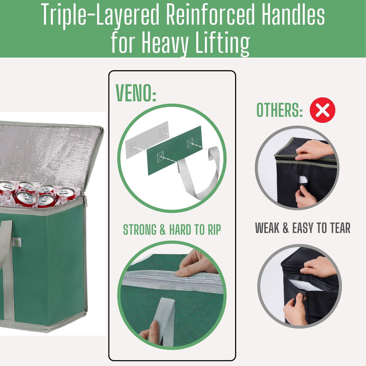 VENO cooler bag stands upright for easy loading