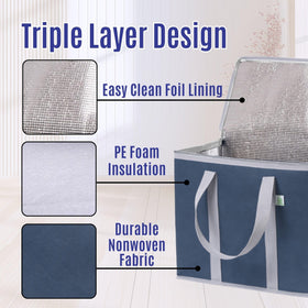 VENO insulated liner reveals triple-layer insulation keeping items fresh during transit.