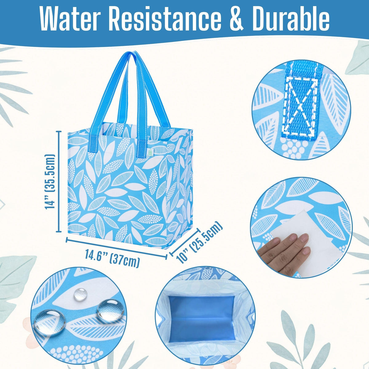 VENO water-resistant PP-woven bags protect items in rain or car trunks.