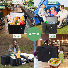 VENO large capacity holds groceries, deliveries, and picnic essentials.