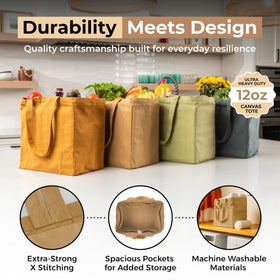 VeraMia natural cotton canvas shows no logos and is machine washable.