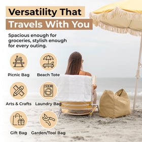 VeraMia bags measure 15x15x10 inches for high-capacity use.