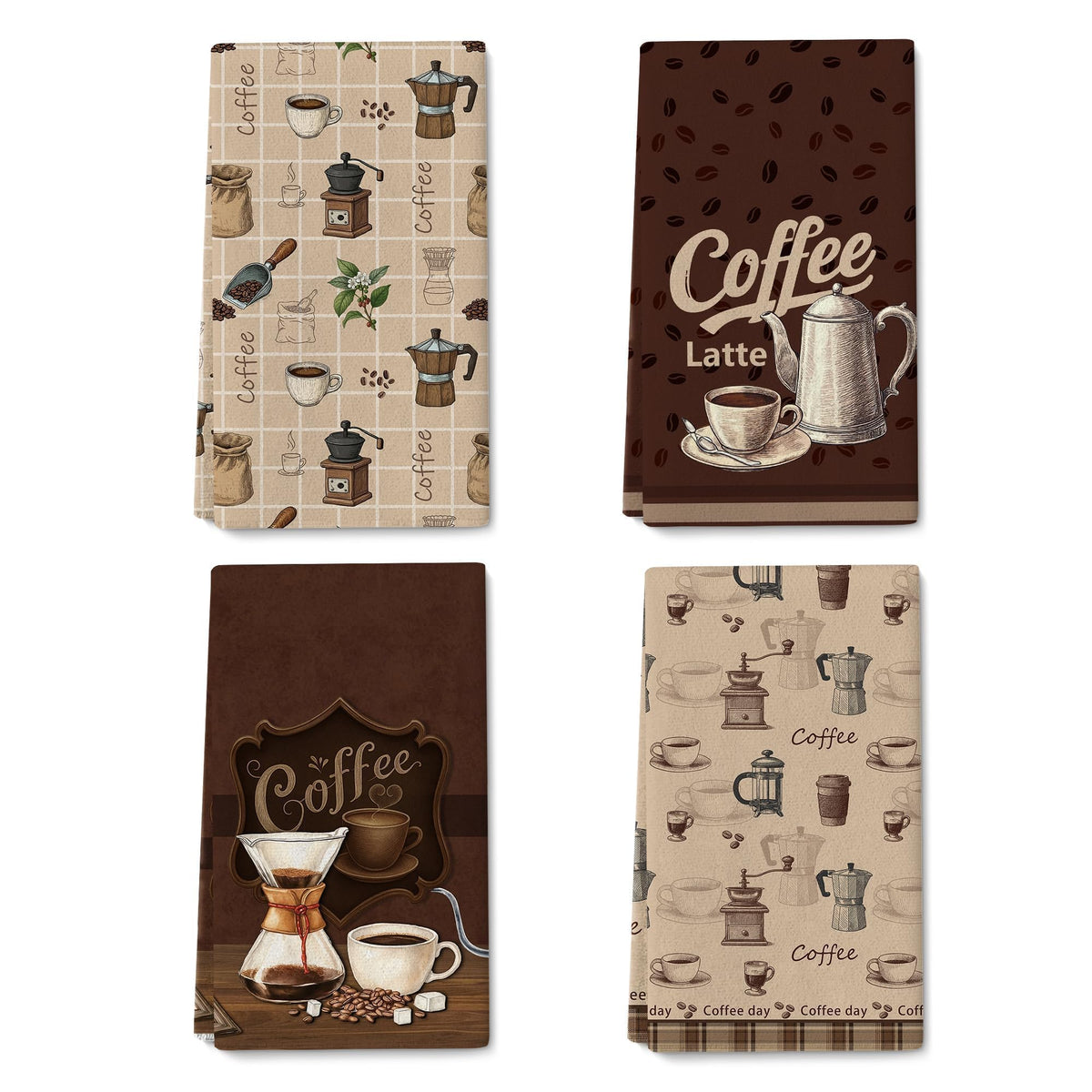 Verdiqor Vintage Coffee Towels bar towels for drying dishes with rustic flair.