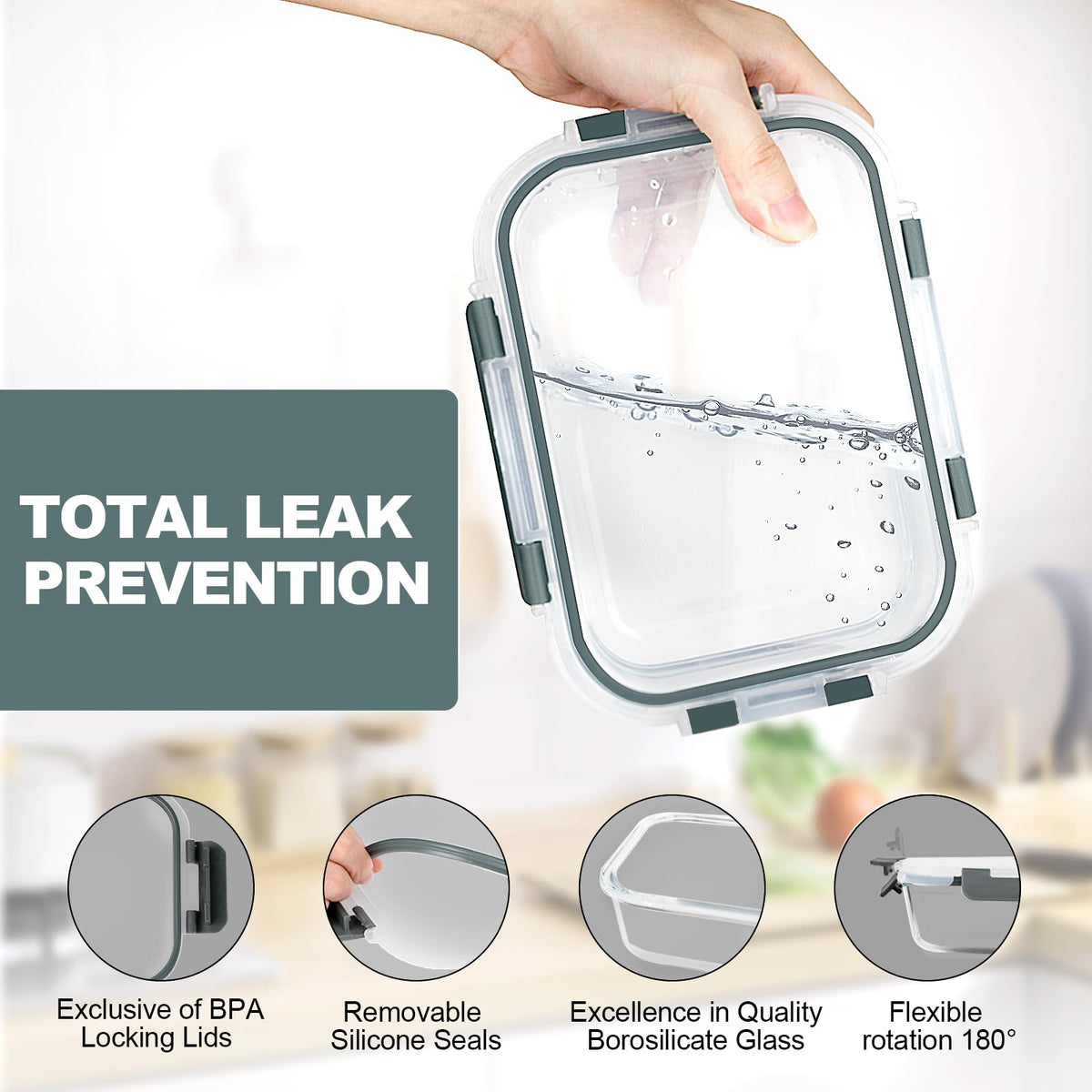 VERONES 12oz glass container ideal for portion control.