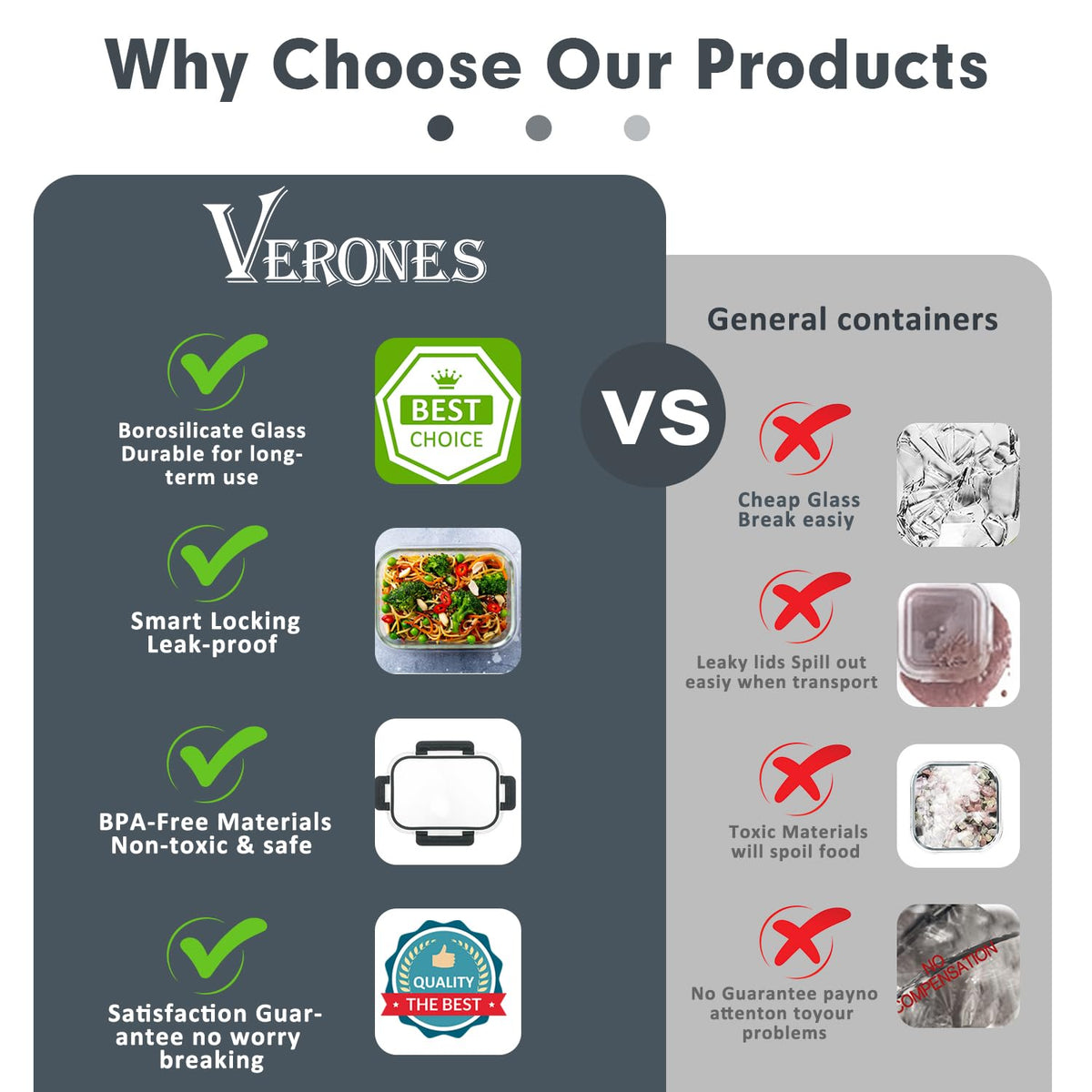 VERONES oven microwave and dishwasher friendly, easy to heat and clean.