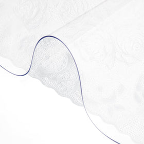 VEVOR clear table protector on dining table preserves texture and guards against stains.