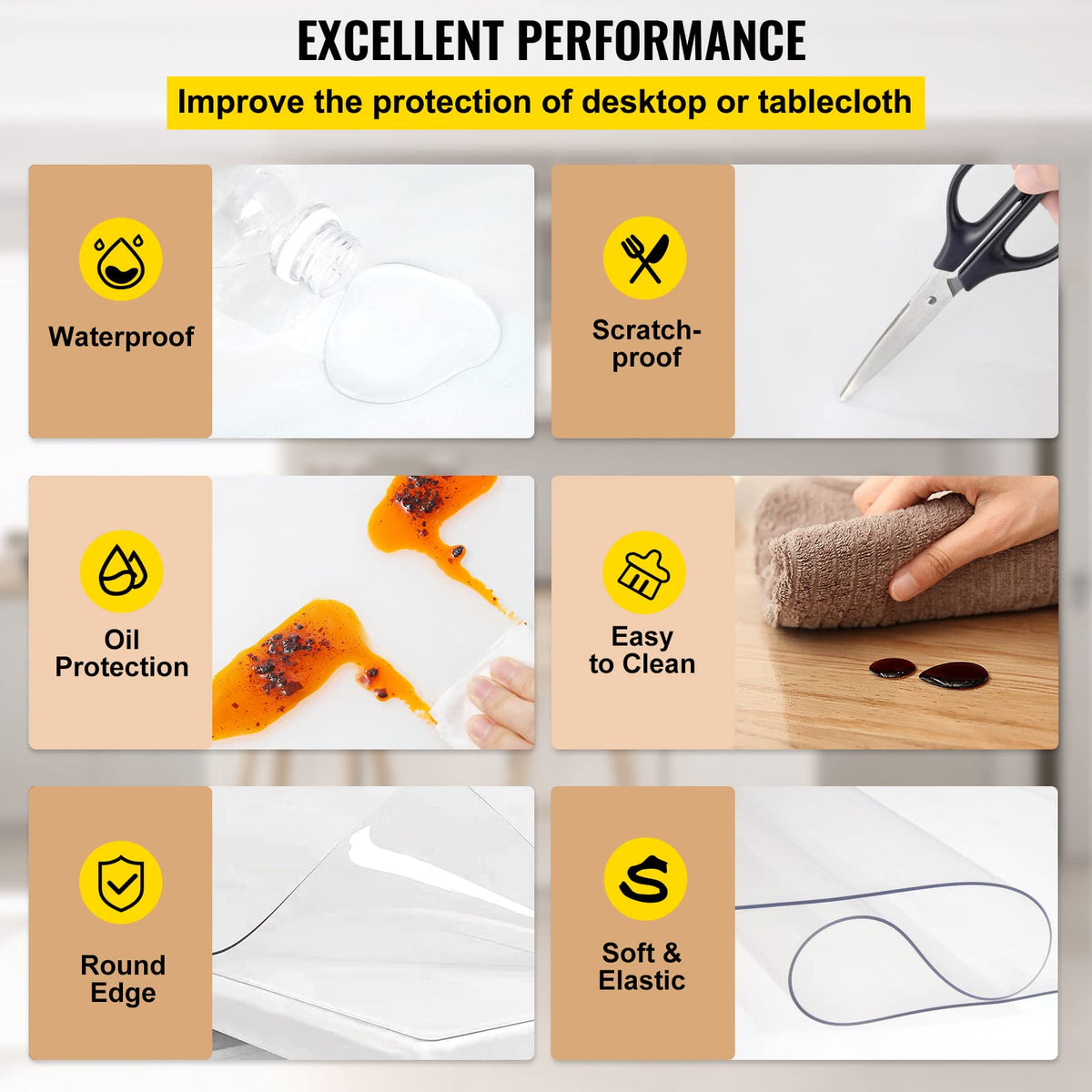 VEVOR cut-to-fit guide helps you tailor the protector to your table.