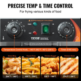 VEVOR deep fryer safety cover reduces oil splashes.