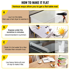 VEVOR flattening tips: heat or weight to remove bubbles.